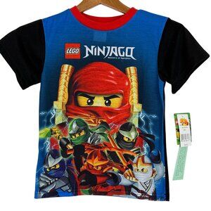 Lego Ninjago Boy's Sleep Top ONLY Sz 6 Blue Red 100% Polyester Flame Resistant